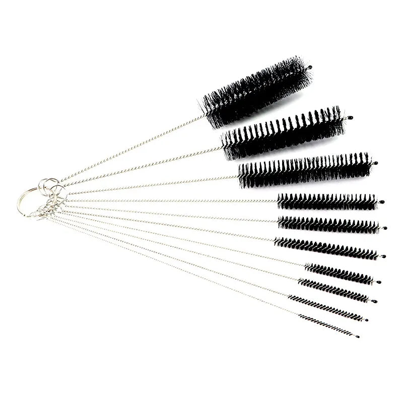 10Pcs Set Stainless Soft Hair Suction Glass Tube Cleaner Brushes Nylon Bottle Fish Tank Pipe Brush Household  cleaning tools