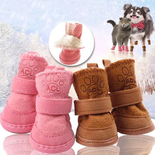 Zapatos cálidos de invierno para mascotas, zapatos antideslizantes para perros pequeños, botas de nieve para perros y gatos, Zapatos para mascotas Chihuahua Shih Tzu, superventas