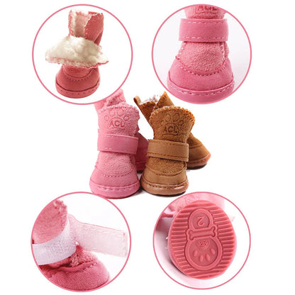 Zapatos cálidos de invierno para mascotas, zapatos antideslizantes para perros pequeños, botas de nieve para perros y gatos, Zapatos para mascotas Chihuahua Shih Tzu, superventas