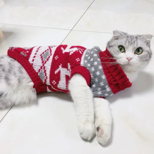 Suéter de gato de Navidad, disfraz cálido de invierno para mascotas, ropa para gatos Kedi katten Sphynx, ropa para Mascotas, ropa para perros y animales, ropa de gato