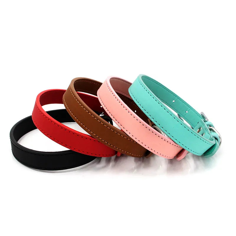 Collar de cuero PU para perros y gatos, accesorios ajustables para Mascotas, suministros para perros pequeños y cachorros, cómodos y asequibles, collier chien