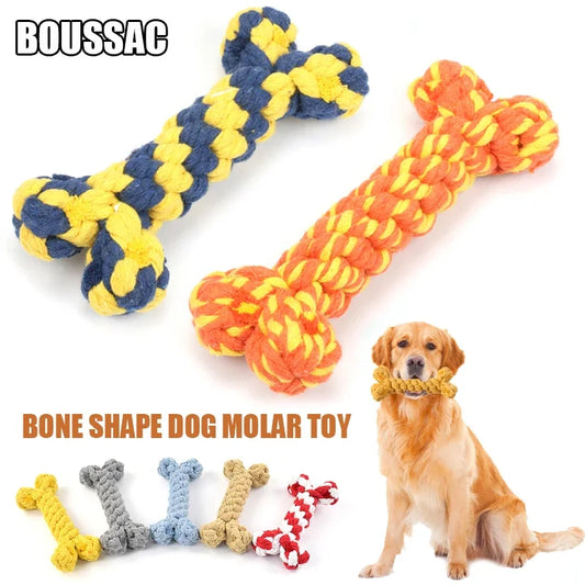 Dog Toys for Small Large Dogs Bones Shape Cotton Pet Puppy Teething Chew Bite Resistant Toy Pets Accessories Supplies 5 Colors