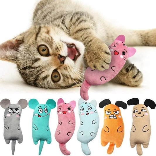 Lindos juguetes para gatos, divertido juguete interactivo para gatos de peluche, Mini dientes para rechinar los dientes, juguetes con hierba gatera, juguete para masticar gatitos, accesorios para mascotas