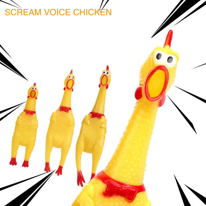 New Pets Dog Squeak Toys Screaming Chicken Squeeze Sound Dog Chew Toy Durable Funny Yellow Rubber Vent Chicken 17CM 31CM 40CM